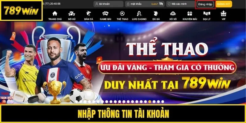 Nhập thông tin tài khoản